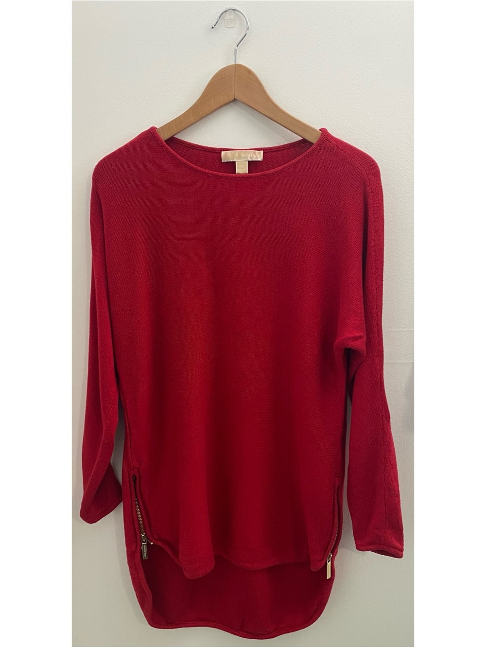 Michael Kors Red Long-Sleeve Tunic Sweater
